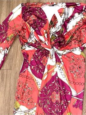 Good Time USA Chain Print Knot Front Maxi Dress 3XL NWT Coral b110